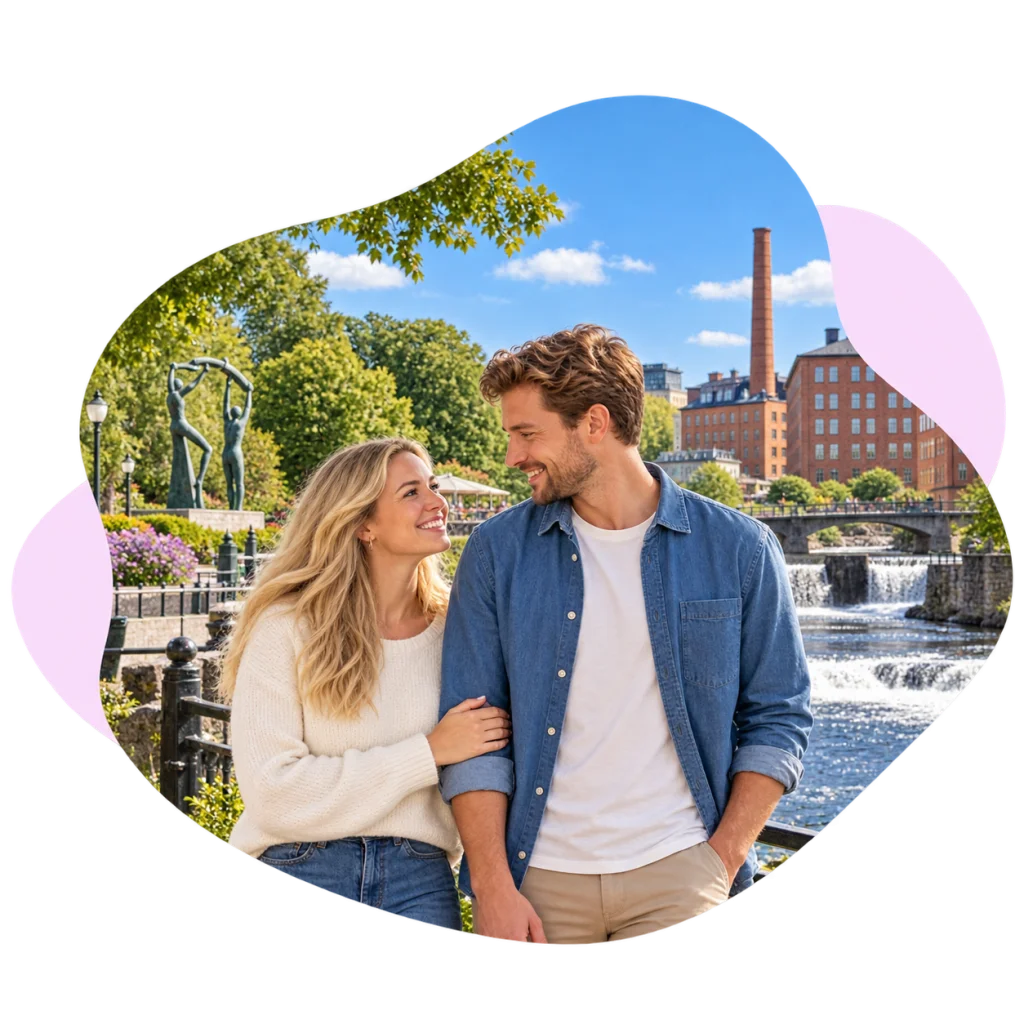 Ett par delar ett ögonblick tillsammans.