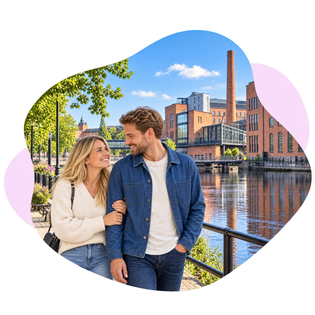 Ett par delar ett ögonblick tillsammans.