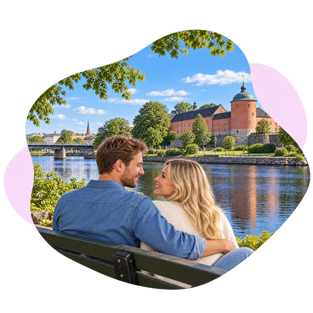Ett par delar ett ögonblick tillsammans.