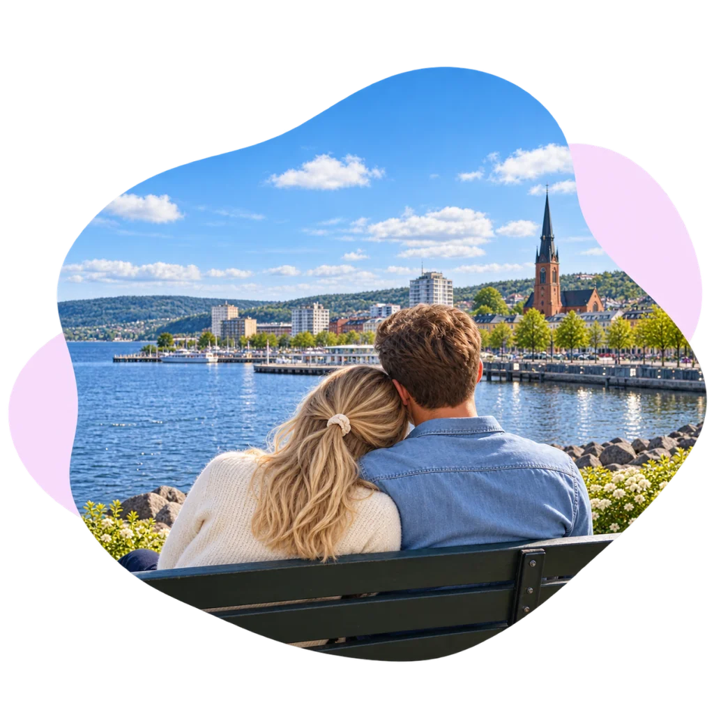 Ett par delar ett ögonblick tillsammans.