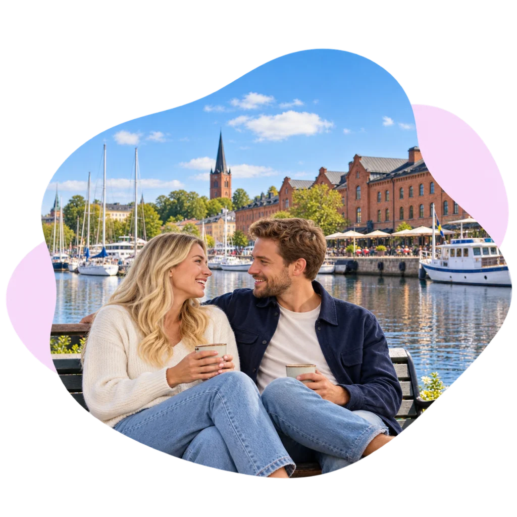 Ett par delar ett ögonblick tillsammans.