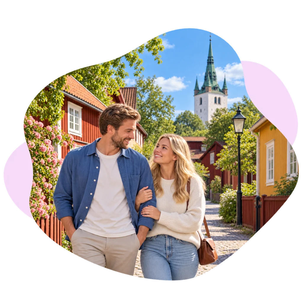 Ett par delar ett ögonblick tillsammans.