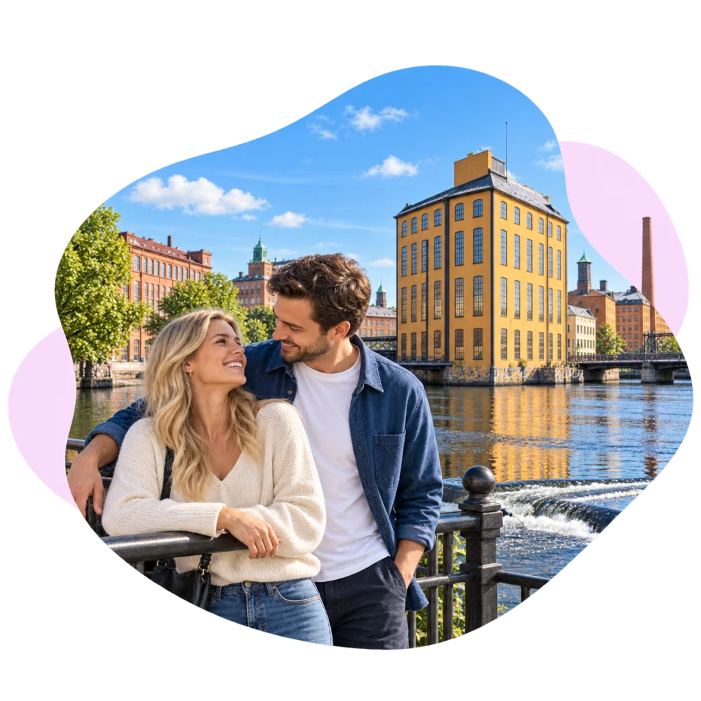 Ett par delar ett ögonblick tillsammans.