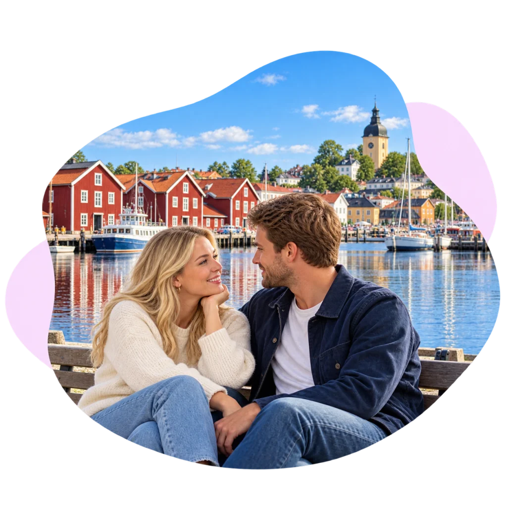 Ett par delar ett ögonblick tillsammans.