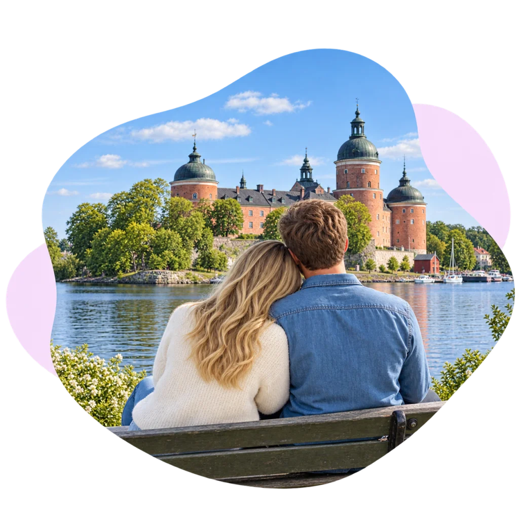 Ett par delar ett ögonblick tillsammans.